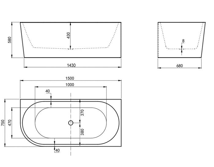 CoRounder Bathtub Right 1500 NF