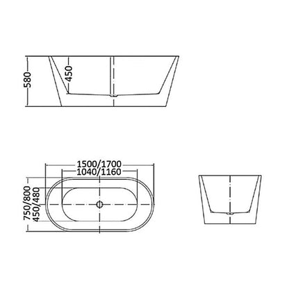 Voghera Bathtub 1700 Wall Hung NF