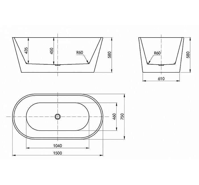 Vogehra Bathtub 1700 Black No OF