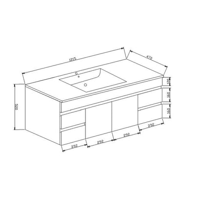 PVC 1200 Vanity Wall Hung Ceramic Top