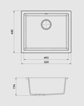 Granite Black Sink 550x460