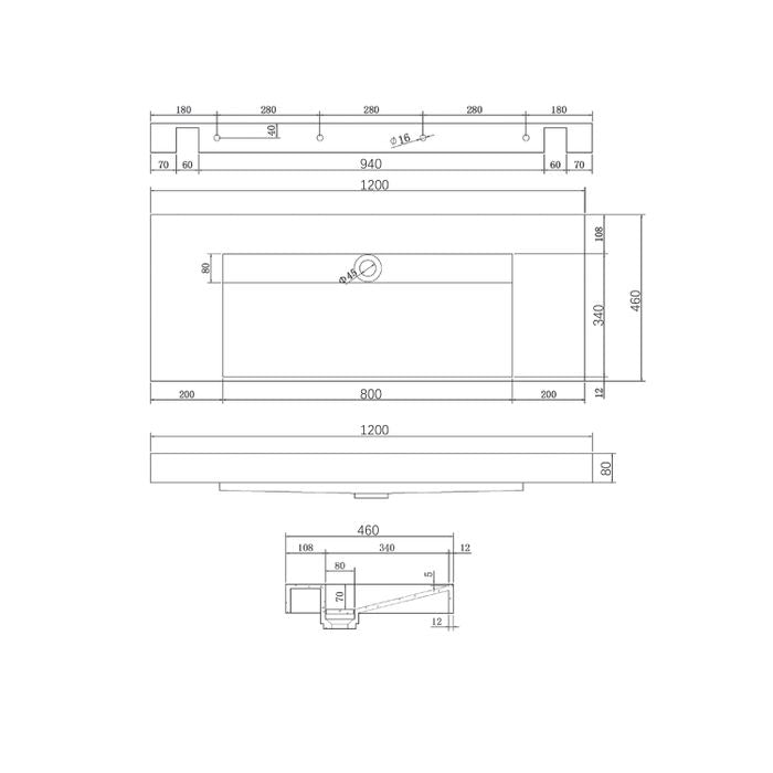 Moonlight Wall Hung Basin 1200