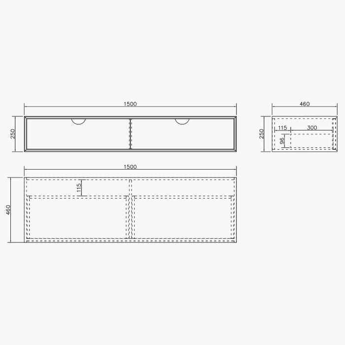 Moonlight Wall Hung Cabinet 1500